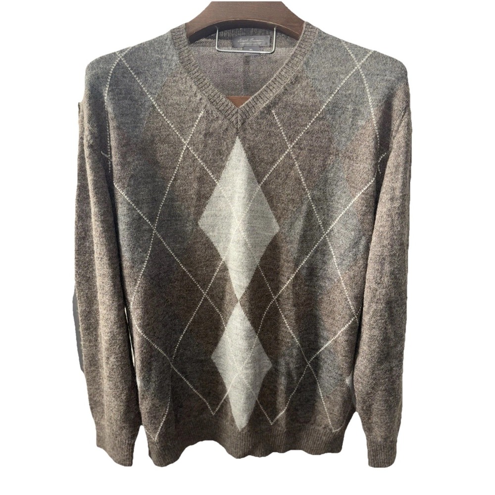 Daniel Cremieux XL  100% Alpaca Signature collection Argyle Pattern V Neck Gramp